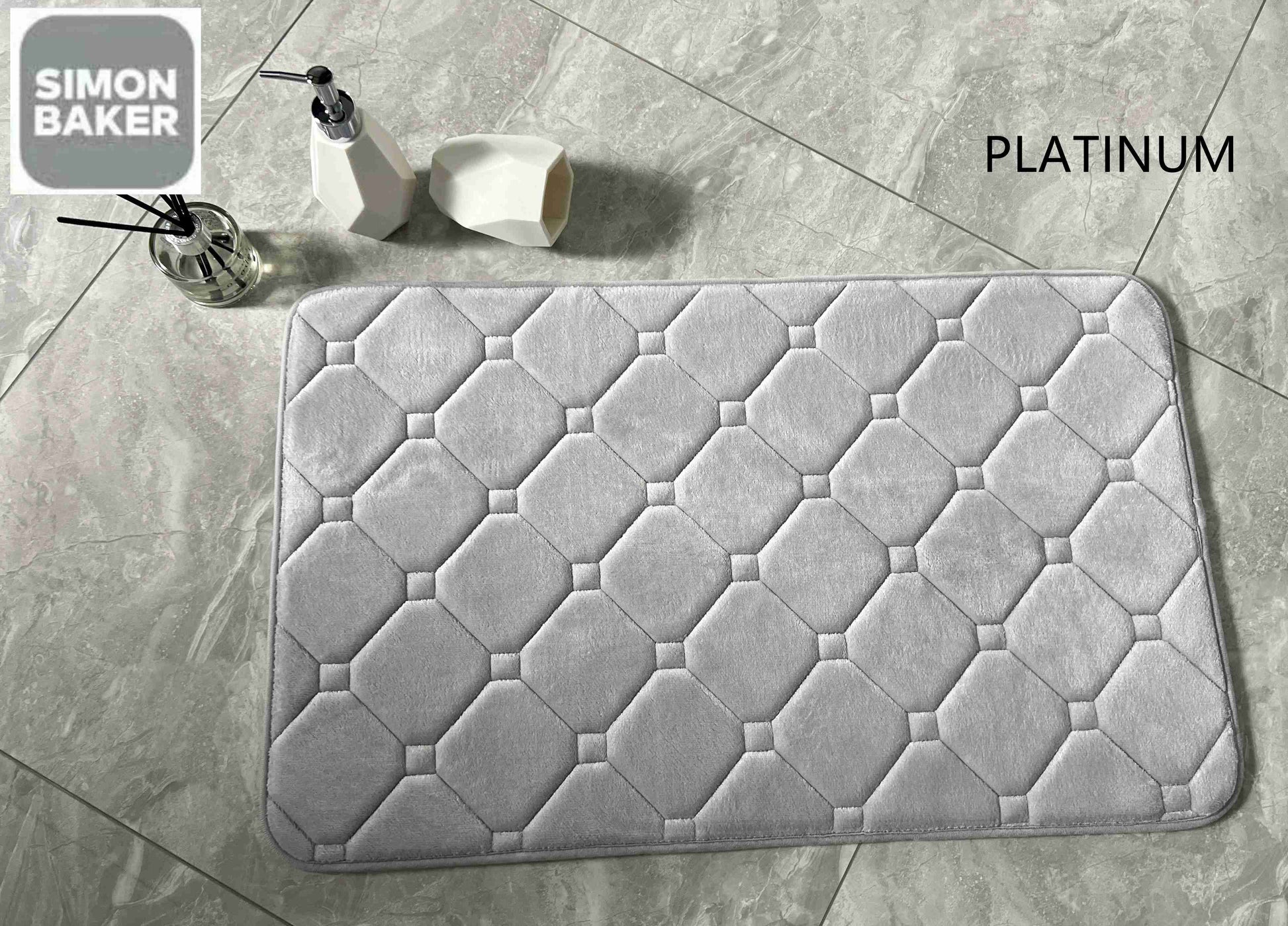 Simon Baker | Memory Foam Bath Mat - Platinum