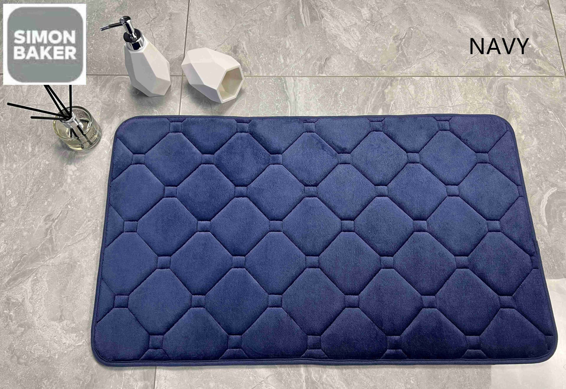 Simon Baker | Memory Foam Bath Mat - Navy