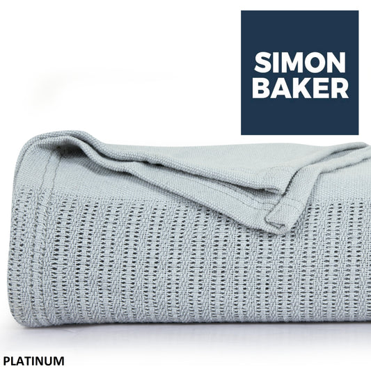 Simon Baker - Cotton Cellular Blanket - Platinum