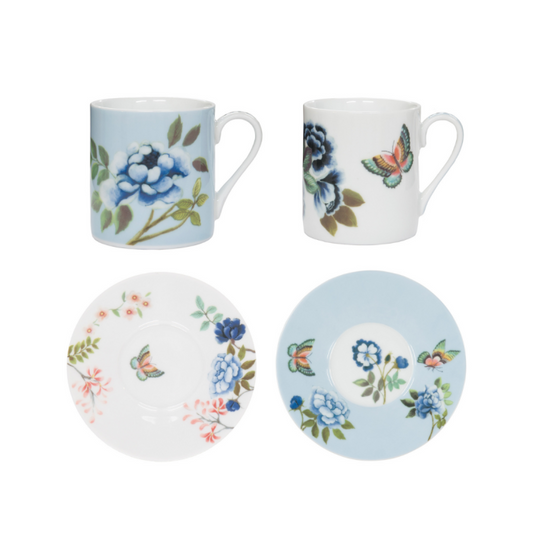 Porcelaine de Chine Espresso Cup & Saucer Set of 2