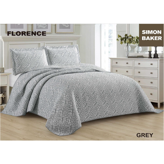 Simon Baker - Florence Jacquard Bedspread - Grey (Various Sizes)