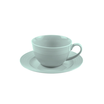 JENNA CLIFFORD - Embossed Lines Cup & Saucer - Mermaid Mist (Set of 4)