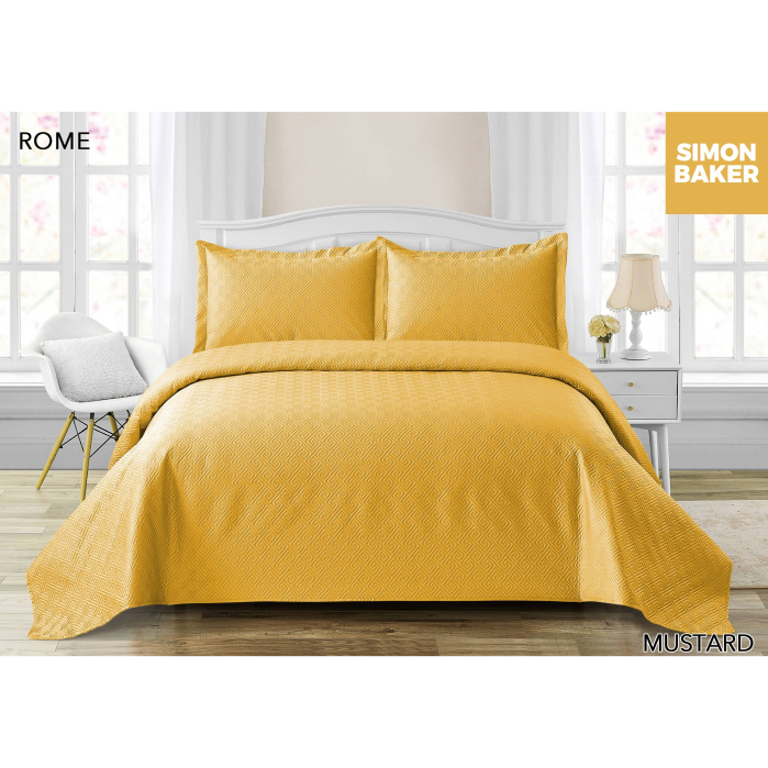 Simon Baker - Rome Quilted Bedspread - Mustard (Various Sizes ...