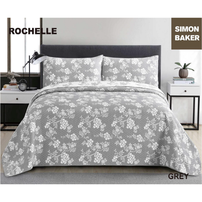 Simon Baker - Rochelle Jacquard Bedspread - Grey (Various Sizes)