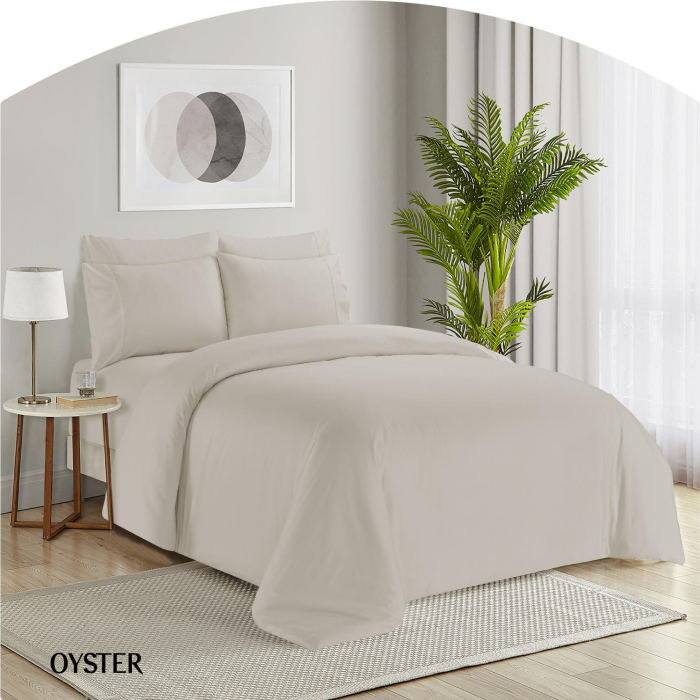 Simon Baker - Organic Bamboo Cotton Duvet Cover Set - Oyster (Various Sizes)