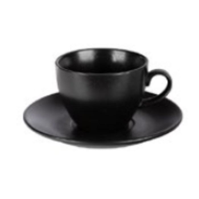 Fortis - Tempest Matt Black Cup 230ml & Saucer (Set of 6)