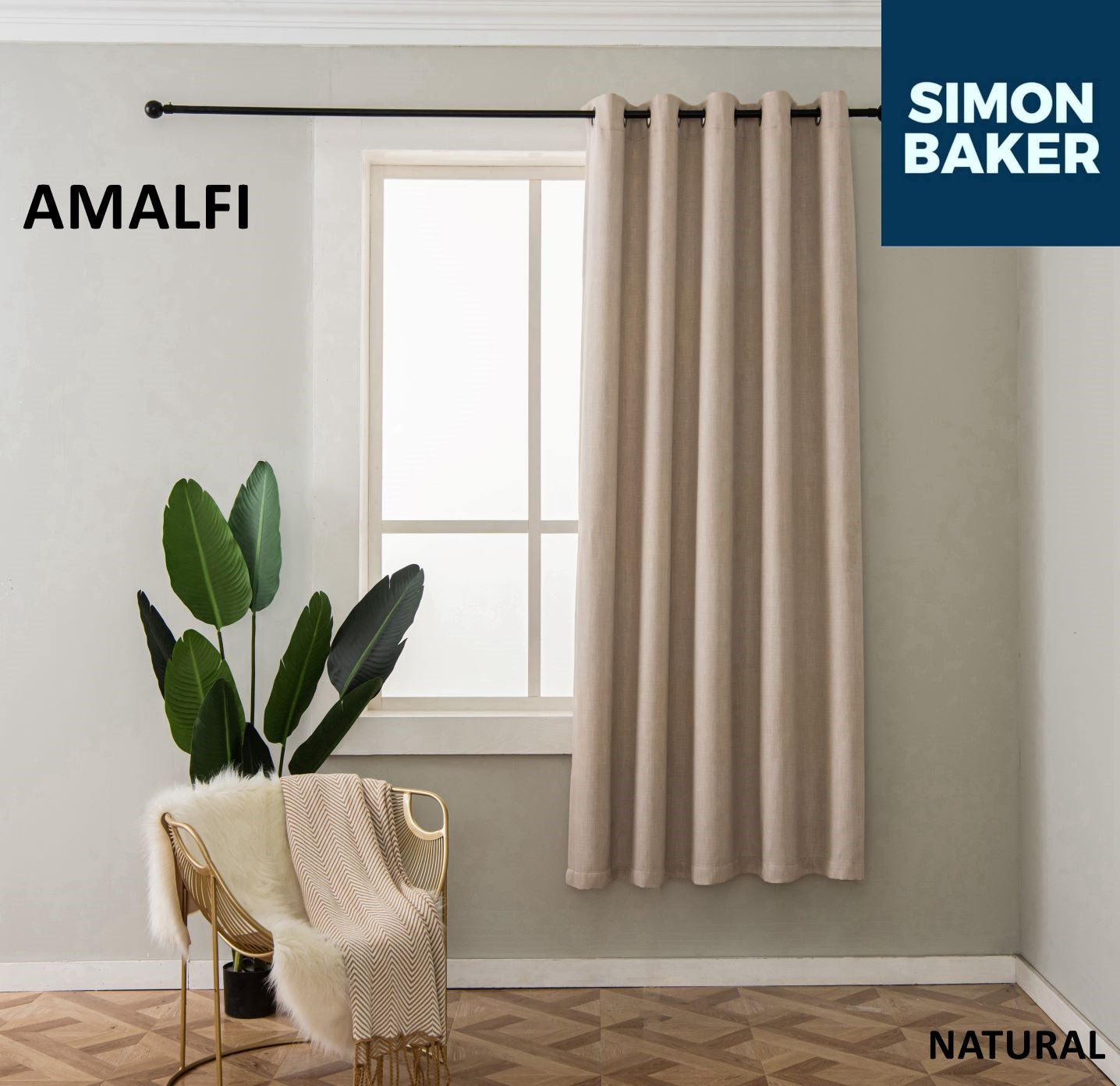 Simon Baker | Amalfi Eyelet Curtain Natural (Various Lengths)