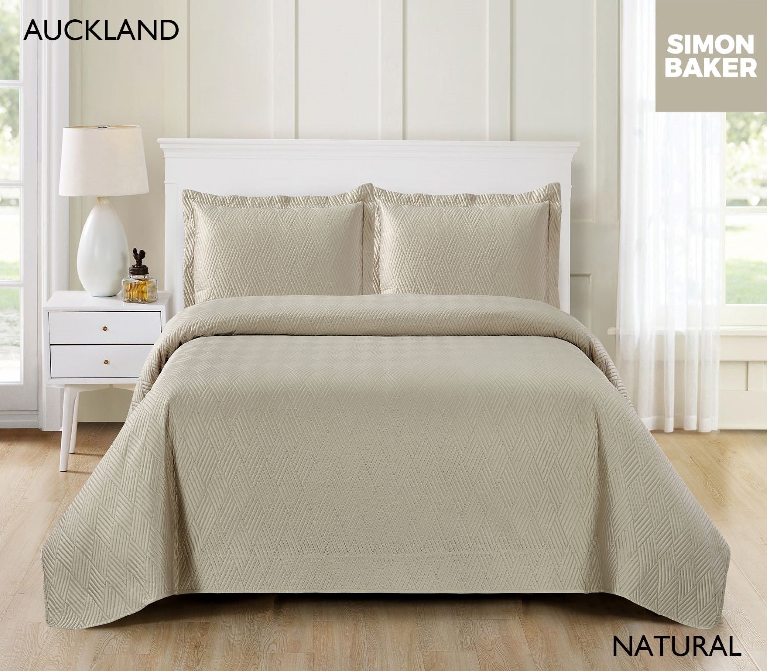 Simon Baker | Auckland Quilt Bedspread - Natural (Various Sizes ...