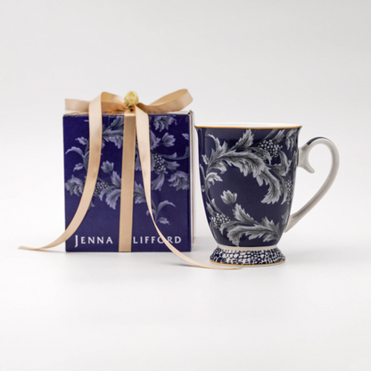 JENNA CLIFFORD - Blue Leaf Coffee Mug in Gift Box