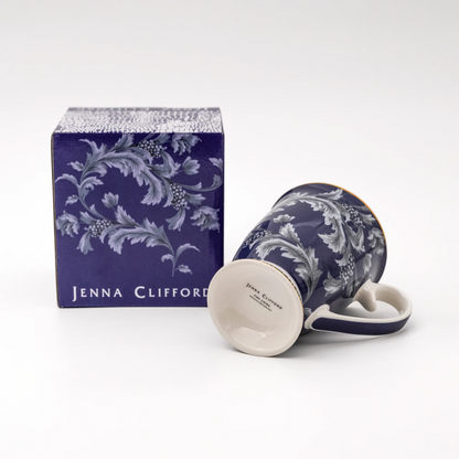 JENNA CLIFFORD - Blue Leaf Coffee Mug in Gift Box