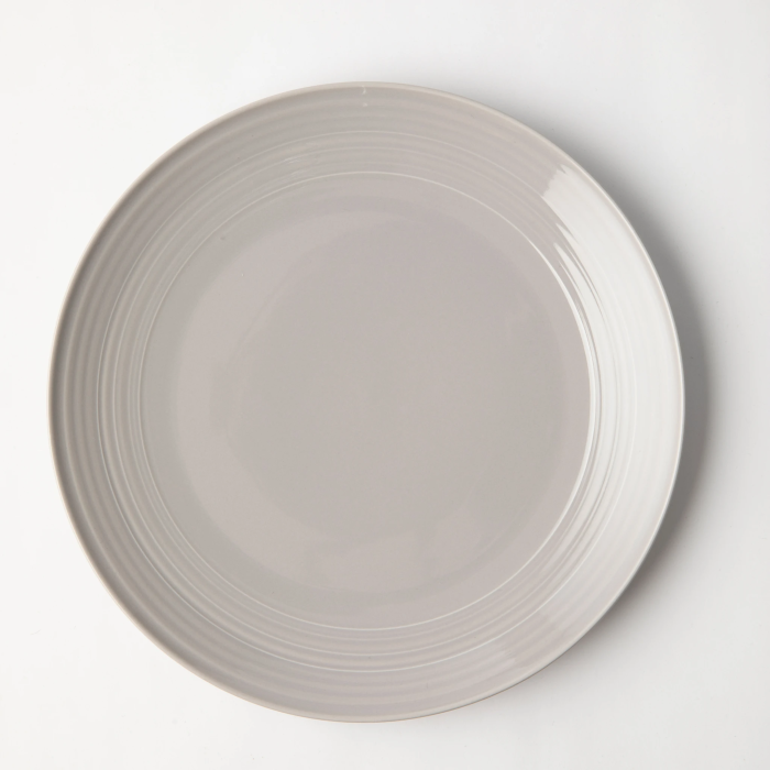 JENNA CLIFFORD - Embossed Lines Dinner Plate - Light Grey (Set of 4)