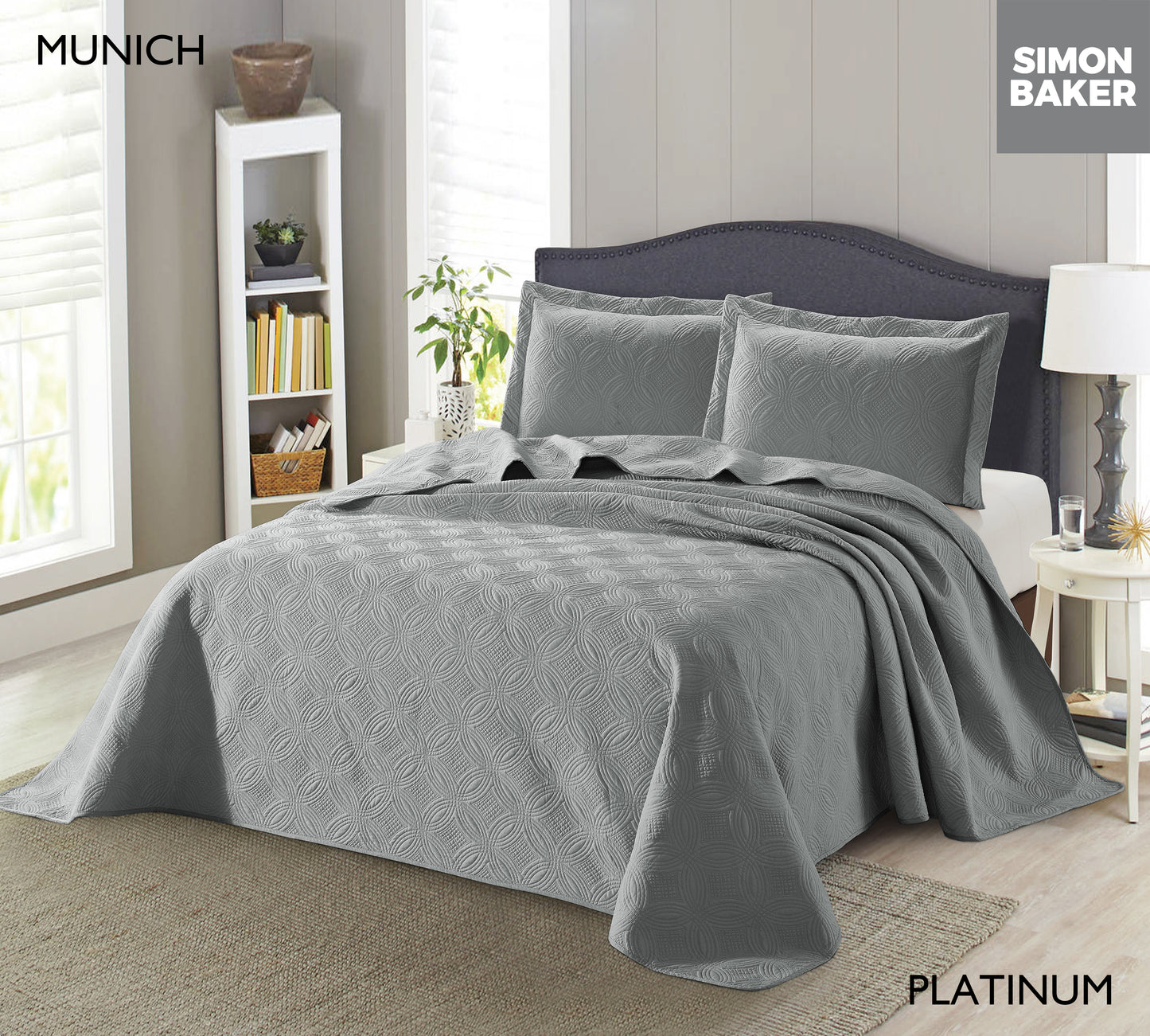 Simon Baker | Munich Bedspread Platinum (Various Sizes)