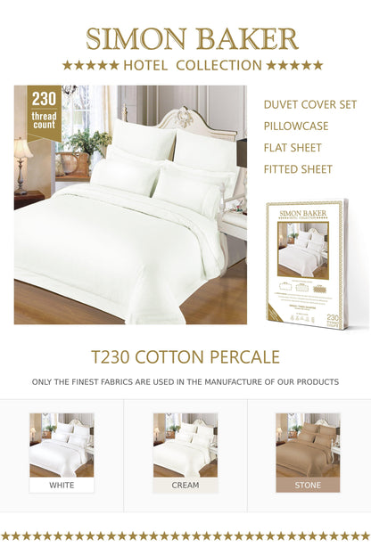 Simon Baker | 230 Thread Count Hotel Collection Duvet Cover White (Various Sizes)